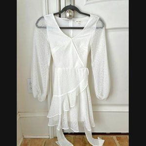 White Long Sleeve Ruffle Dress